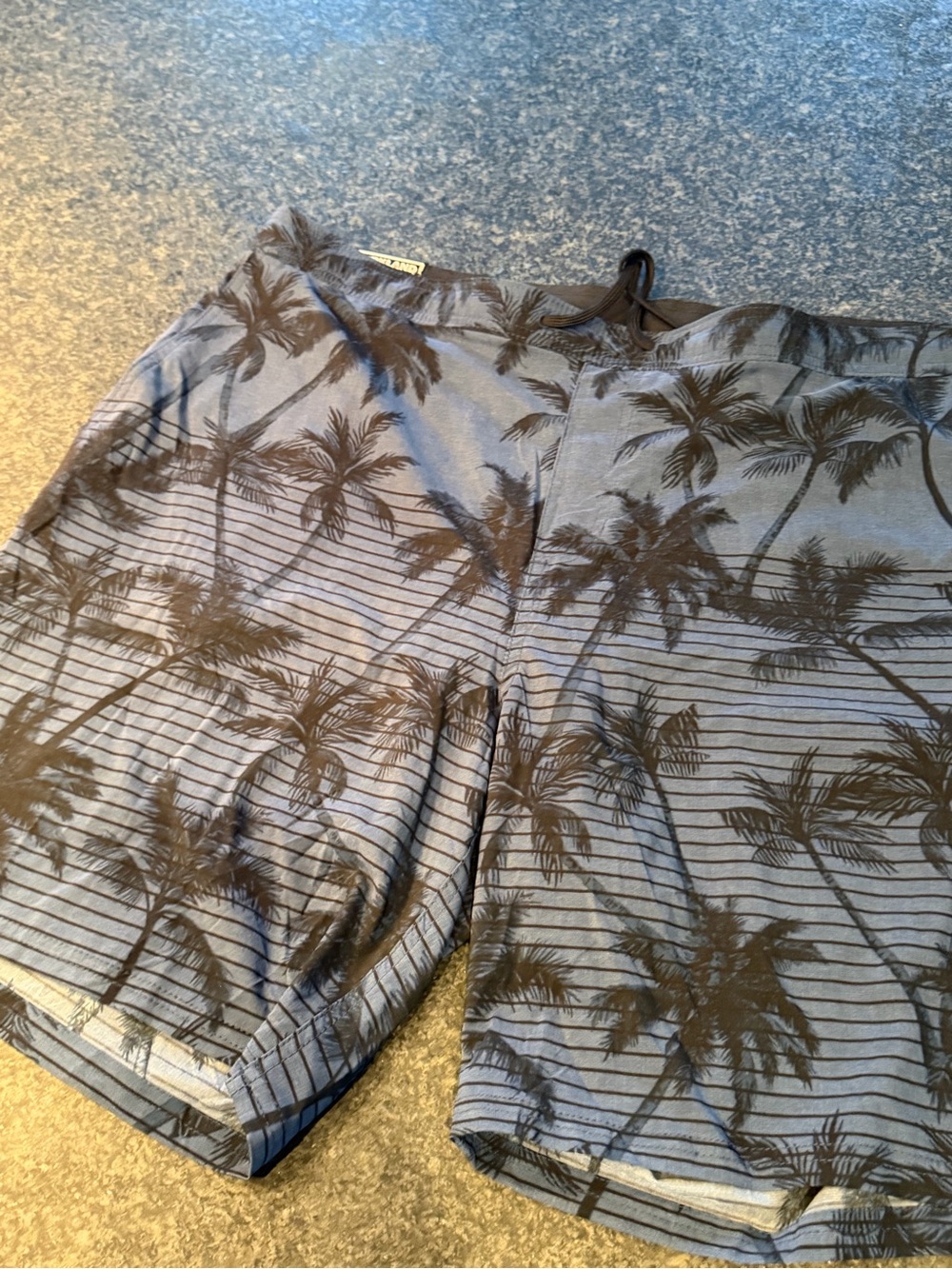 Kirkland Signature Blue and Black Palm-Print Bermuda Shorts